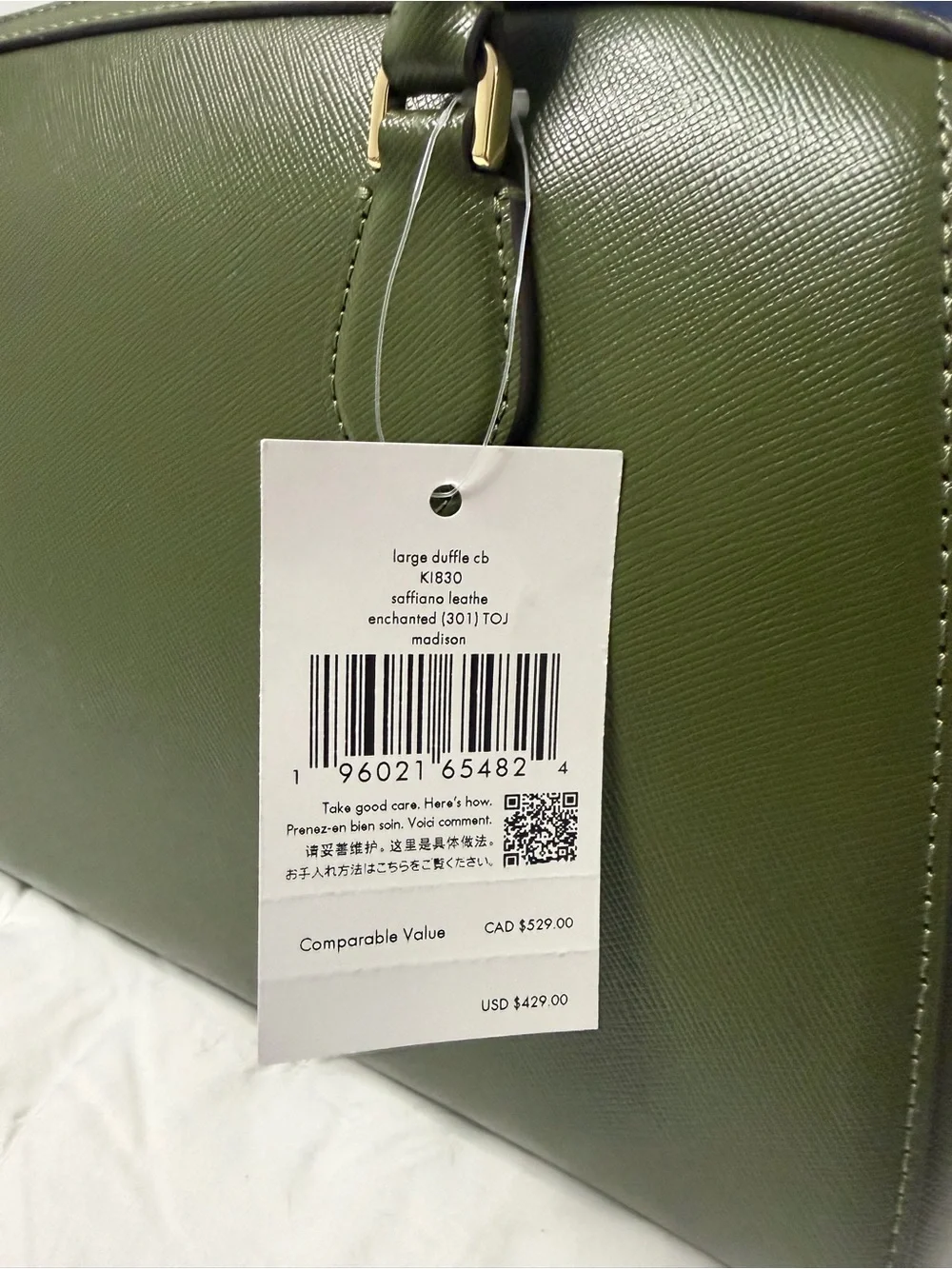 NWT Kate Spade Chelsea Large Duffle Enchanted Green Saffiano KI830